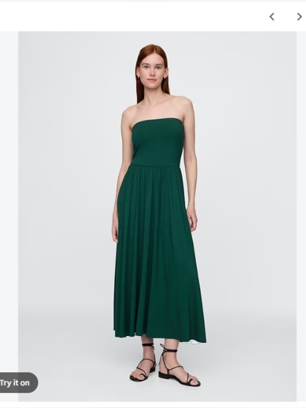 Gap Strapless Midi Dress in Dark Green